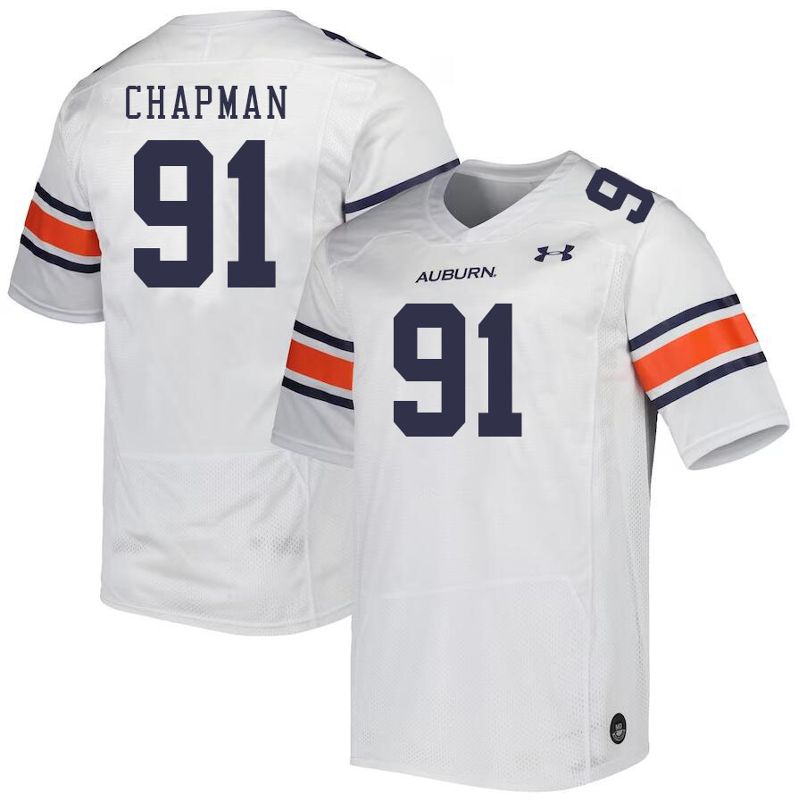 Men #91 Oscar Chapman Auburn Tigers College Football Jerseys Stitched-White